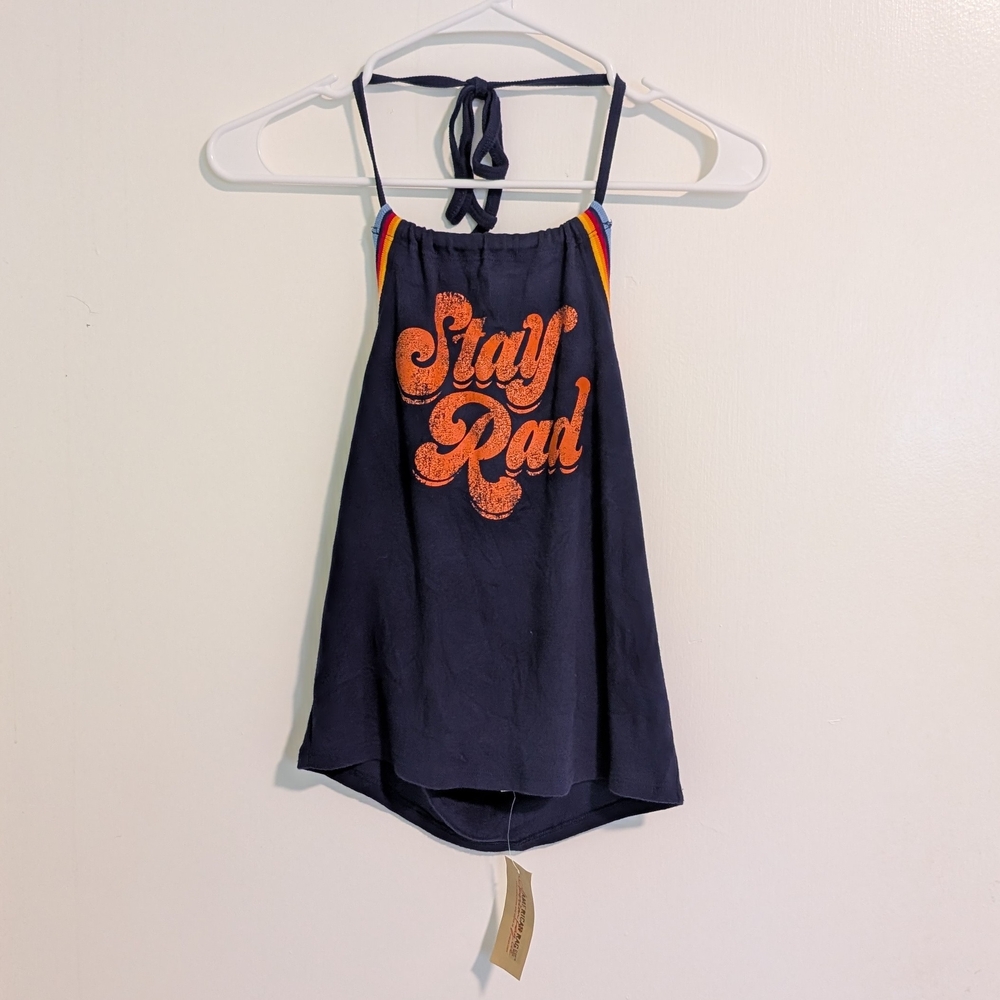 NWT American Rag Women's Navy Blue Halter Top With Open Back Size Large